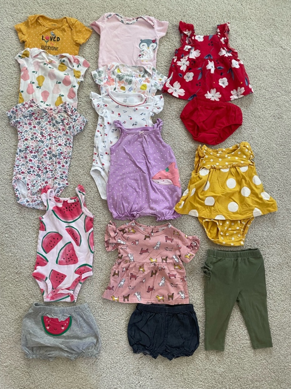 Baby Girls Mixed Summer Onesie & Dress Bundle 14 pieces -  sz 6mo